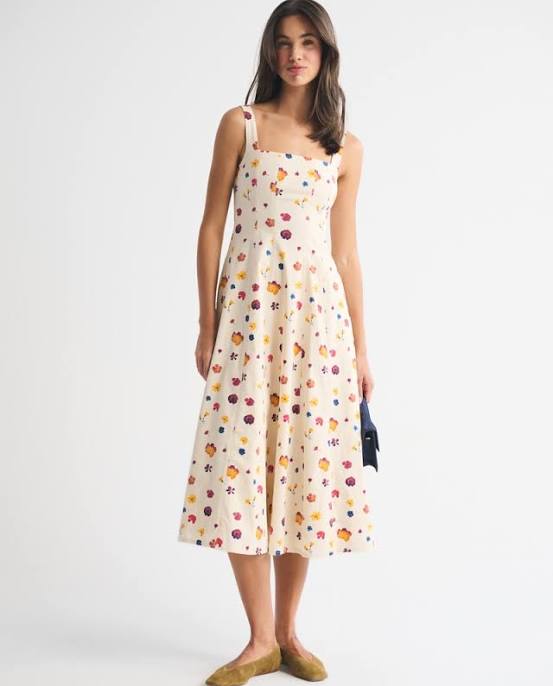 Women's Abercrombie & Fitch A&F Mila Midi Dress — Bridgerton-inspired regencycore look