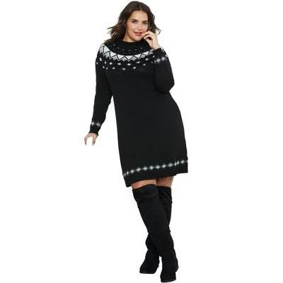 ellos Fair Isle Sweater Dress — Christmas outfit idea for women