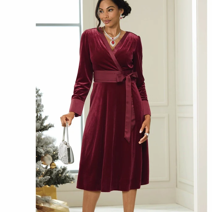 Raewyn Velvet Satin Belted Dress — Christmas outfit idea for women