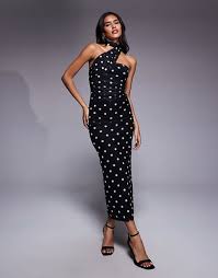 Polka Dot Bandeau Maxi Dress