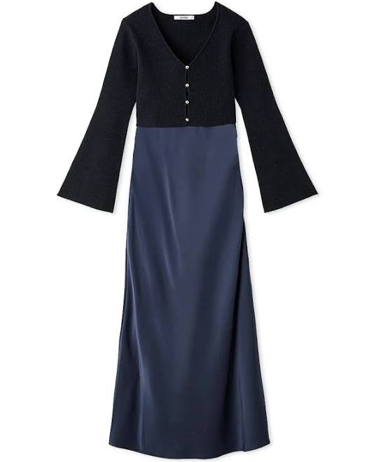 Satin Cami Dress and Knit Cardigan Set — early 2000s fashion outfit