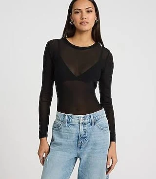 Express Women's Fitted Mesh Crew Neck Long Sleeve T-Shirt — inspired by Jean Paul Gaultier