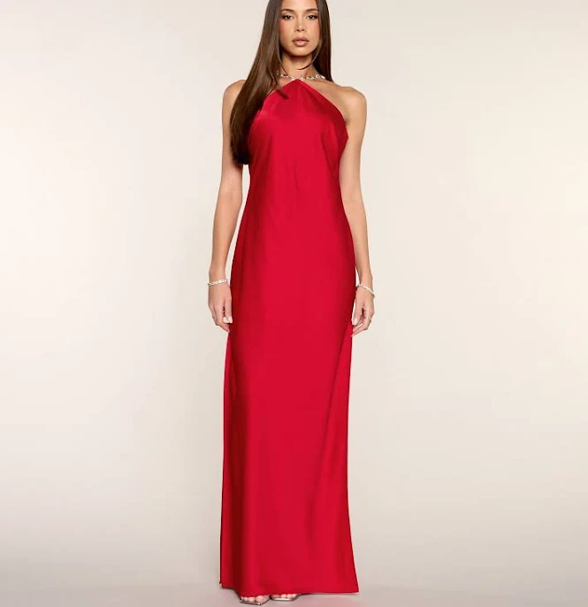 Windsor Brittany Satin Column Formal Dress with Rhinestones — alternative to Hong Hae-in's Queen of Tears look