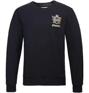 Embroidery Black Cotton Sweatshirt With Small Logo