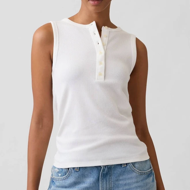 Gap Women's Ribbed Henley Tank Top