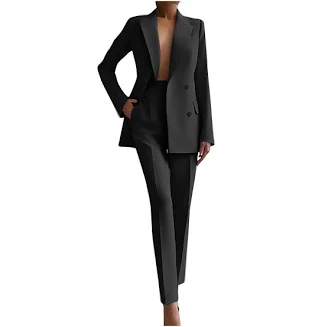 CM.YAYA Elegant Blazer Suit and Wide Leg Pants Two 2 Piece Sets Outfits Women 20