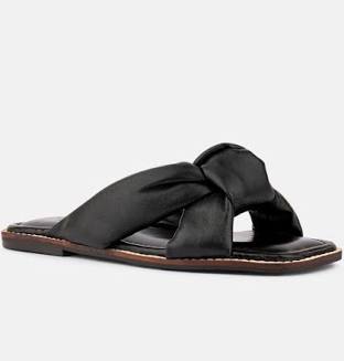 Rag & Co Women London Rag Tan Puffy Strap Sliders Flat