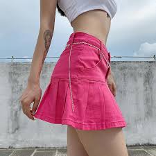CABULE Harajuku Punk Y2K Denim Mini Falda Plisada Señoras ...