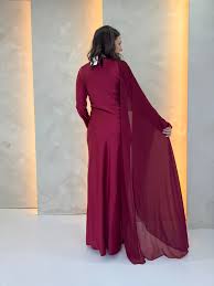Women's Long Sleeve Satin Cape Maxi Dress – Femme Couture